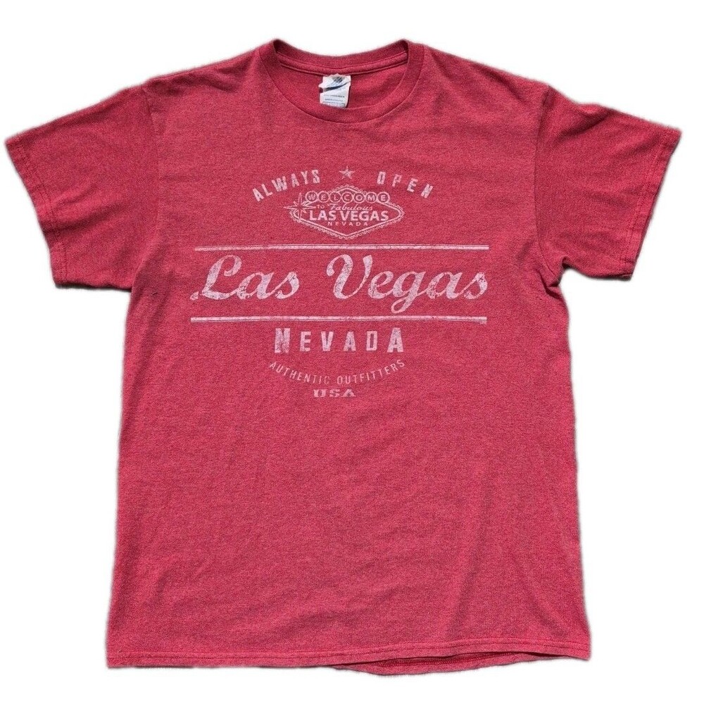 Vintage Y2K Pro Weight T-Shirt Las Vegas Nevada Logo Size Medium Red